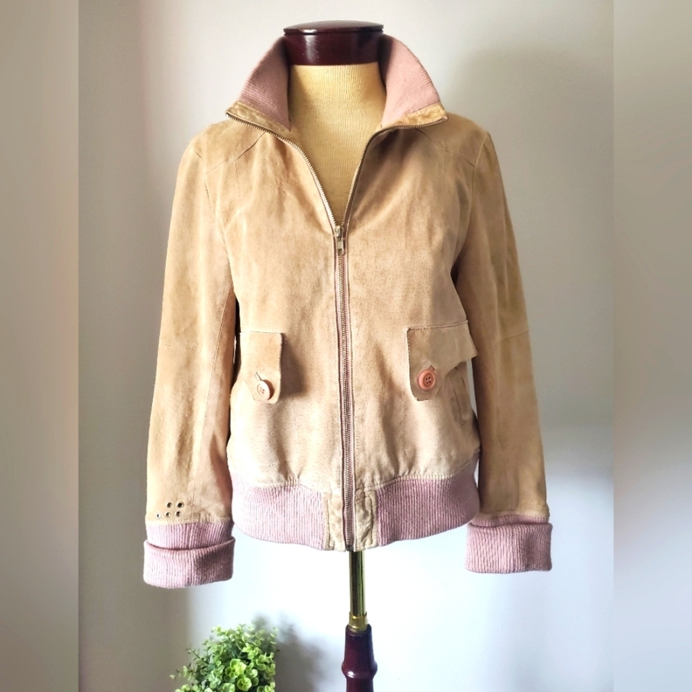 SOIA & KYO GENUINE LEATHER SUEDE JACKET. Size large